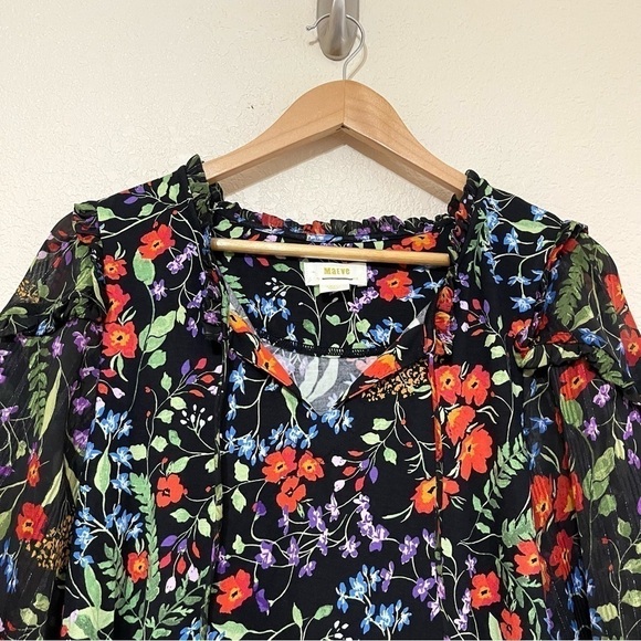 Maeve by Anthropologie Floral Print 3/4 Sleeve Top Size Small Women - Picture 2 of 10